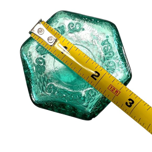 Vtg EO Brody Co Teal Blue Green Vase Glass Hexagonal Diamond Pattern 6 inch Ohio - Picture 6 of 6